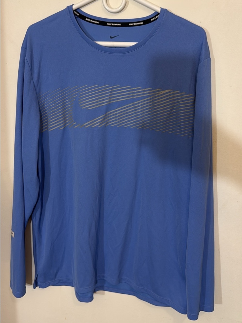 Nike Men’s Long-Sleeve Performance Tee in Blue with Reflective Logo